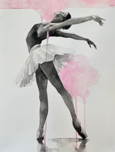 Load image into Gallery viewer, Giclée Print Watercolor Ballerina in Grey and Pink
